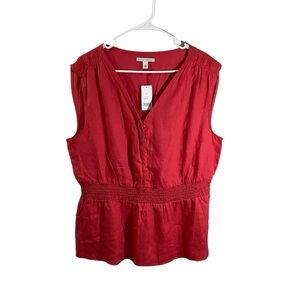 Banana Republic 100% Linen V-Neck Sleeveless Top